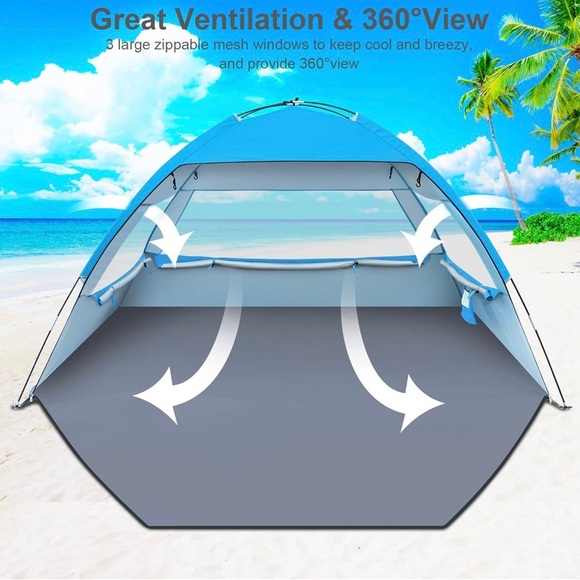 NEW 4 Person Beach / Picnic Tent Outdoor Canopy Shade Sun Cover UPF 50+ Protect - Picture 4 of 5